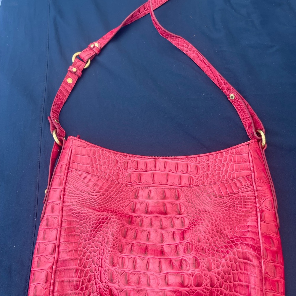 Brahmin Red Croc-Embossed Shoulder Bag